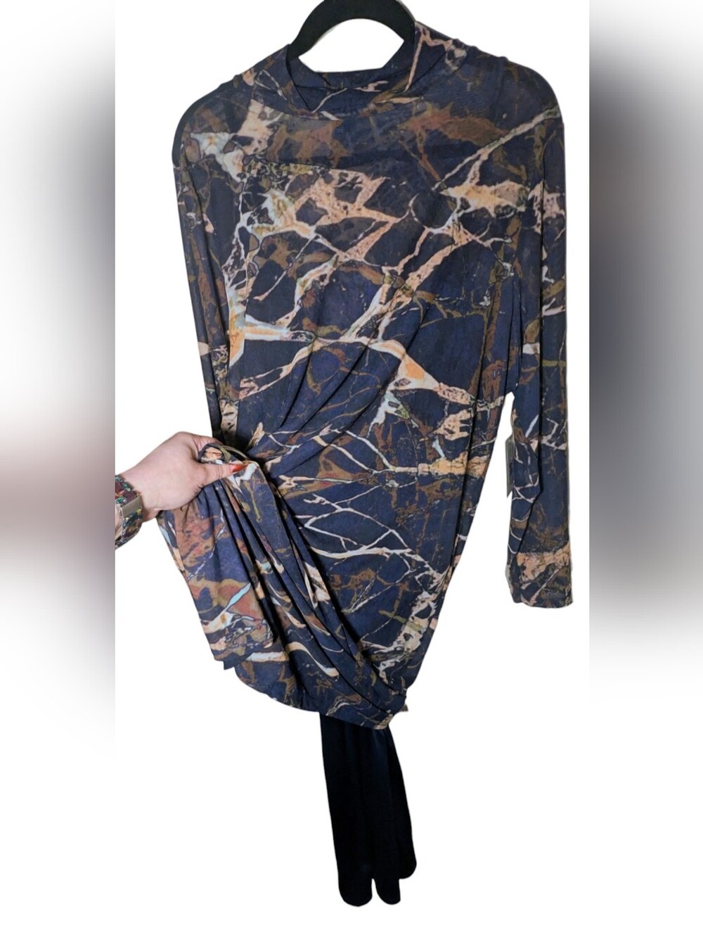ELOQUII Mineral Print Mesh Long Sleeve Maxi Dress 20 NWT Nordstrom - Picture 3 of 8